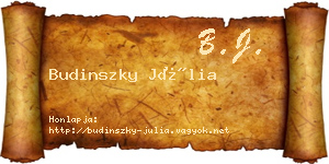 Budinszky Júlia névjegykártya